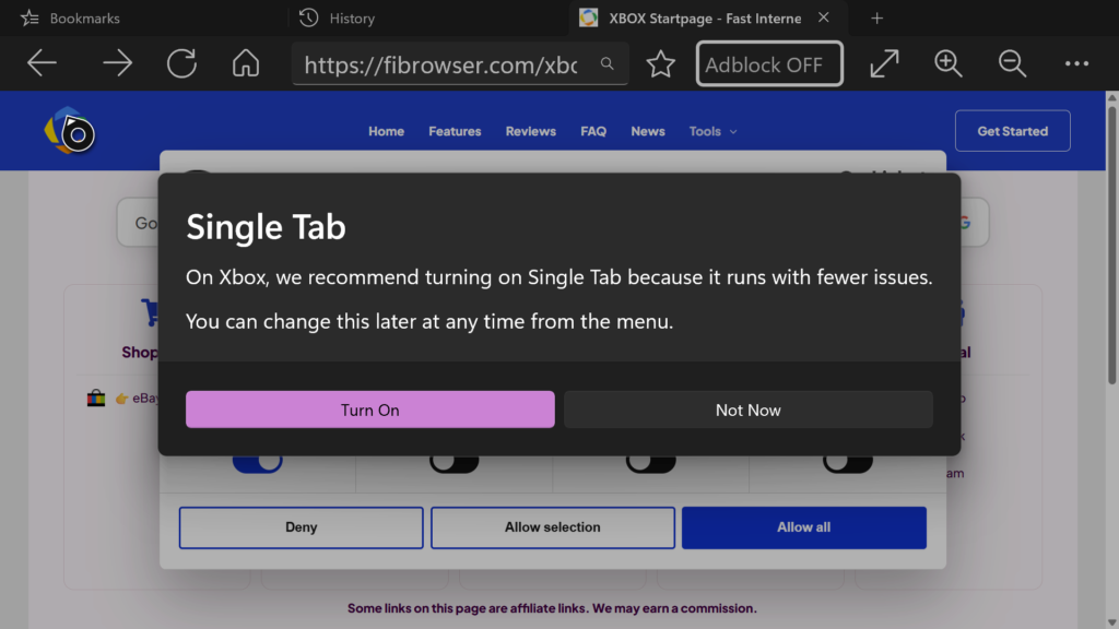 singletab dialog