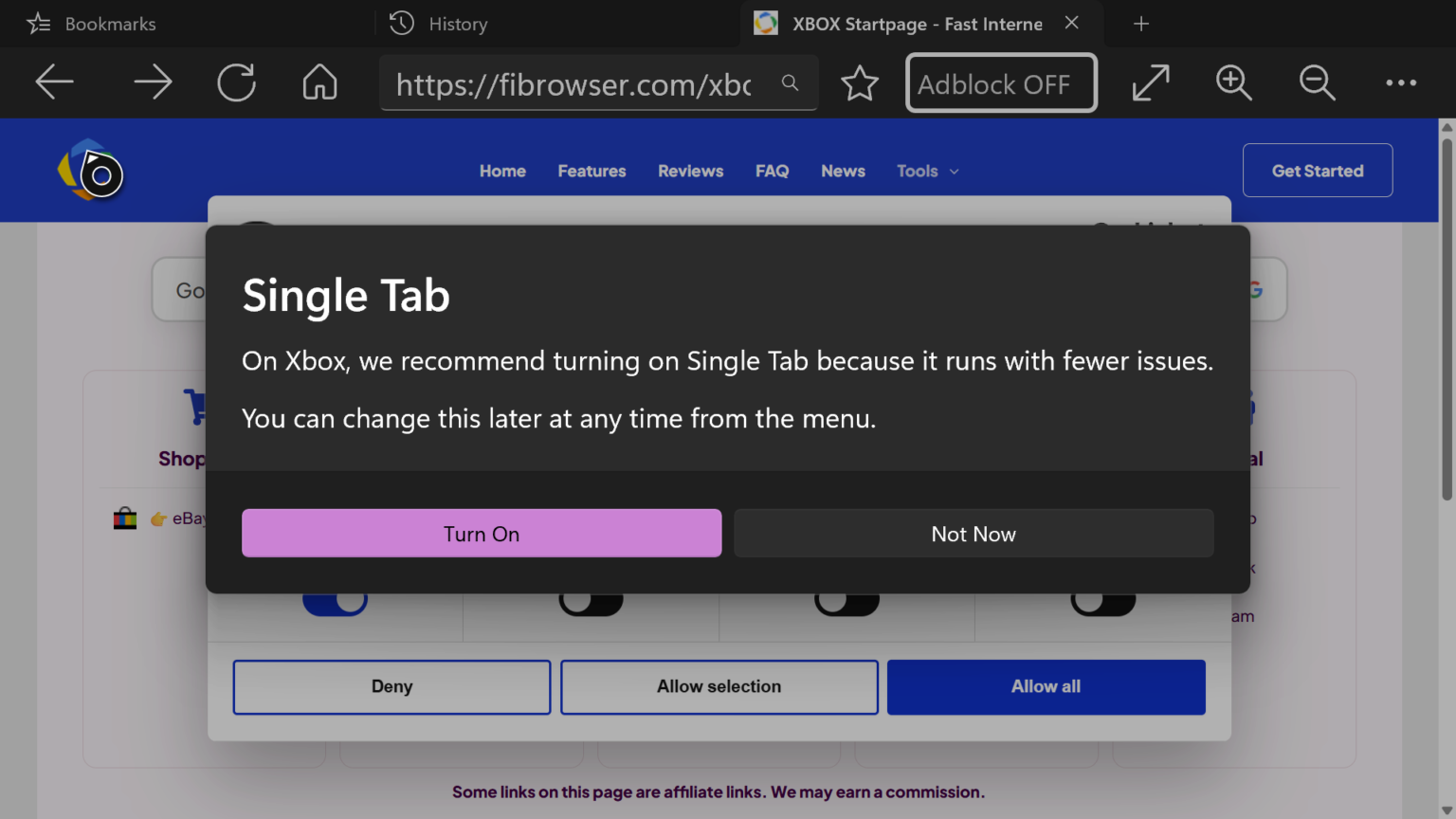 singletab dialog